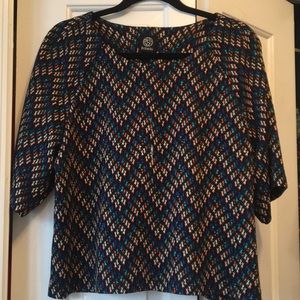 Bobeau patterned crop top and high waisted skirt